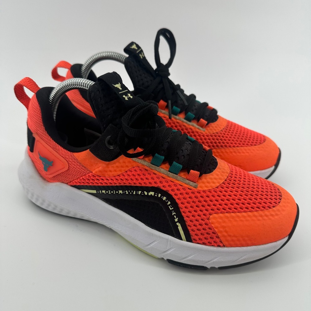 Under Armour Project Rock BSR Training Shoes‎ Orange Black Men's 7 Womens 8.5